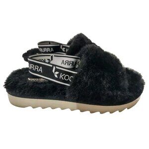 Koolaburra by Ugg Girl's Fuzz'n Fluffy Shoes Pale Size 1 Black Sandals S…